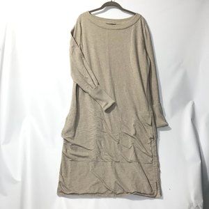 Lafayette 148 New York Womens Large Beige Long Sleeve Sweater Dress